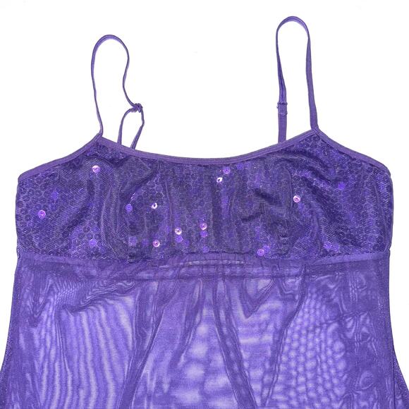 Vintage Victoria’s Secret Y2K Fairy Purple Sequin Mesh Babydoll Slip Dress M - Picture 5 of 13